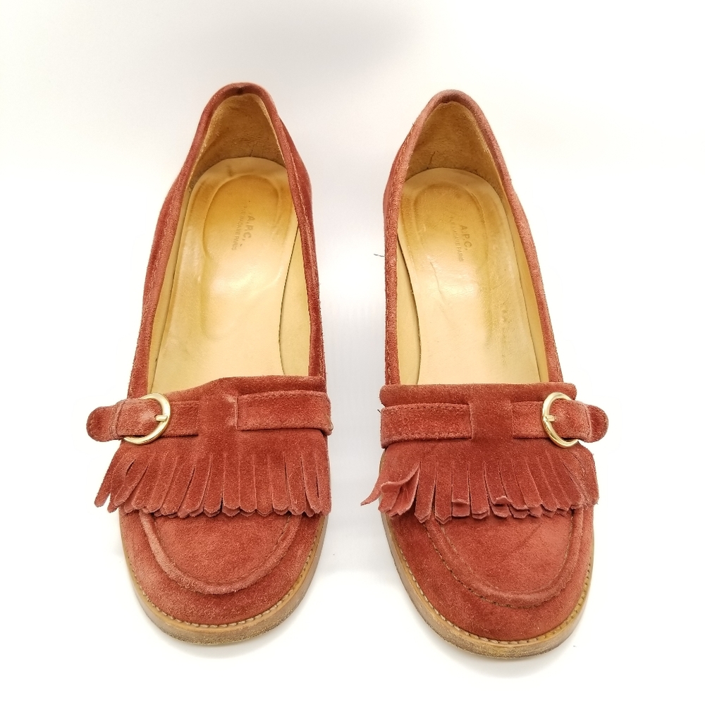 A.P.C. Suede Block Heels Platform Shoes Fringe - image 2
